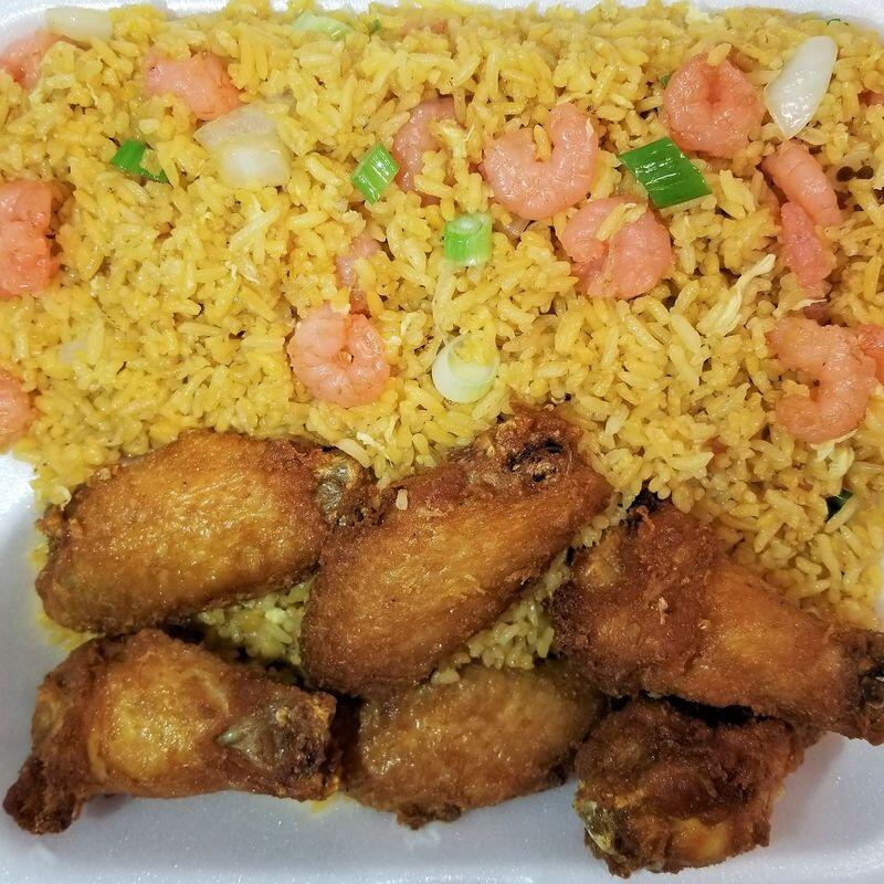 32. 6 Pieces Wings With Fried Rice Or Lo Mein